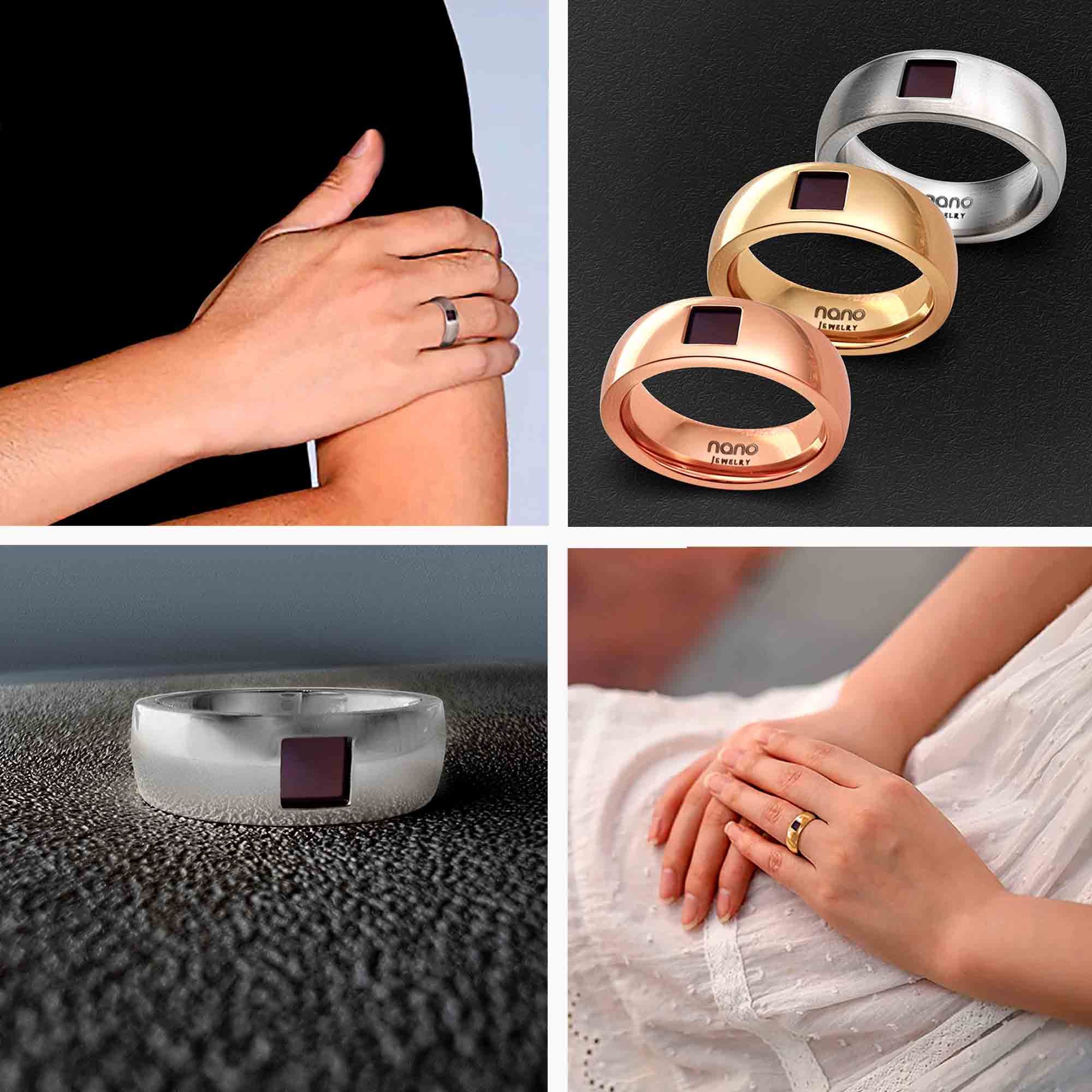 Bible Verse Ring Collection Shows Multiple Metal Options with Complete Bible Inside My Nano Jewelry